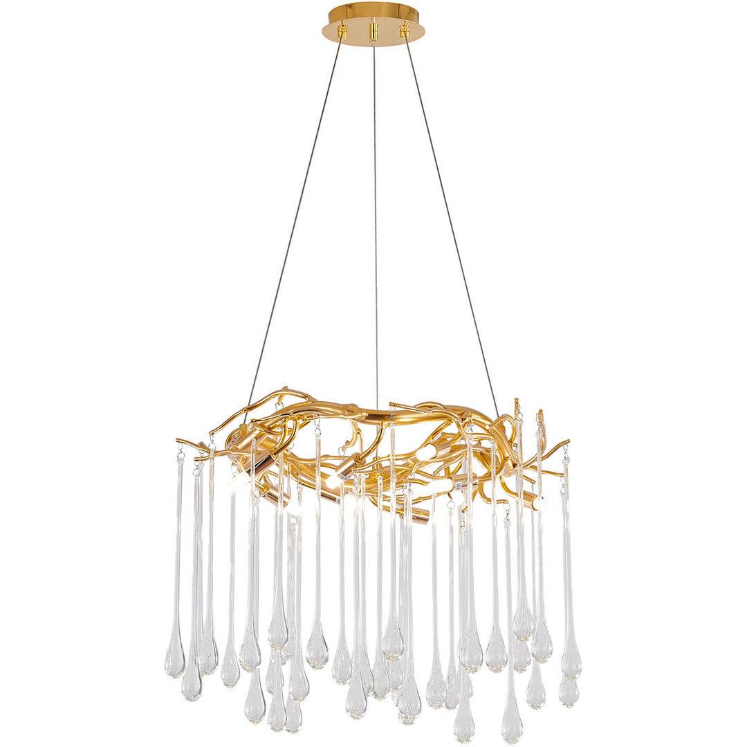 Gold Aluminum Branch with Clear Teardrop Glass Chandelier - LV LIGHTING