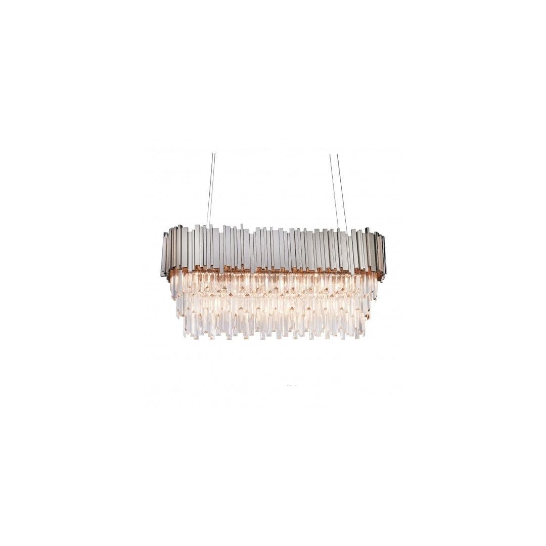 Shiny Nickel Frame with Clear Crystal Linear Chandelier - LV LIGHTING