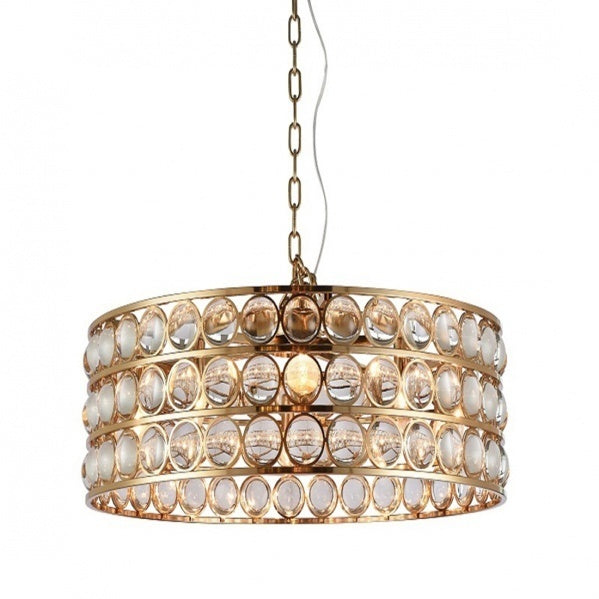 Steel Drum Shade with Clear Glass Ball Chandelier