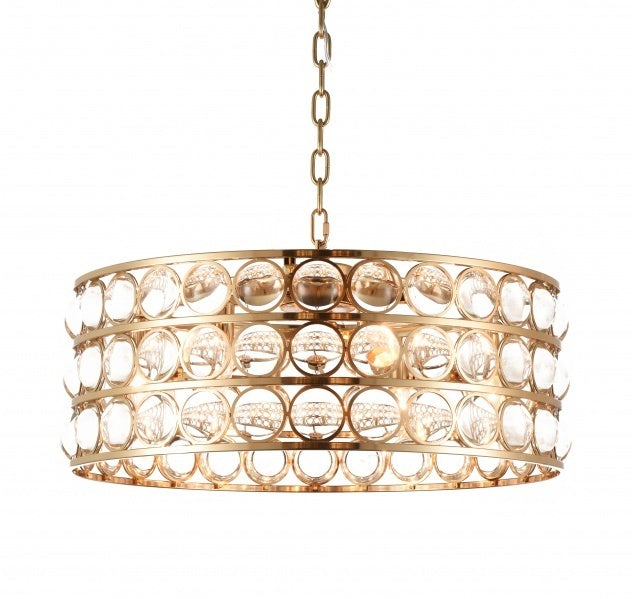 Steel Drum Shade with Clear Glass Ball Chandelier