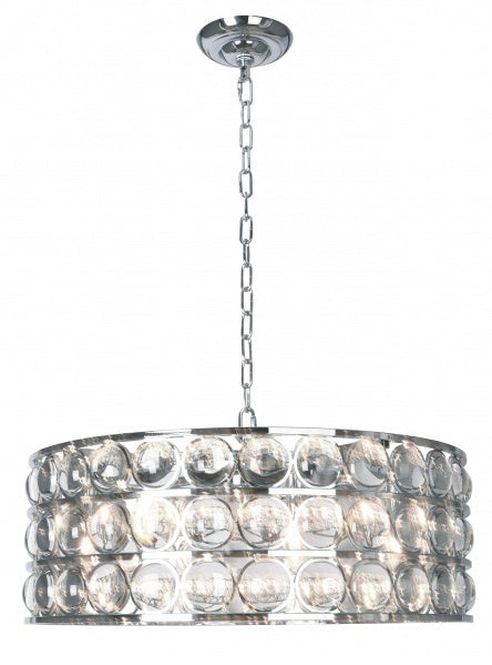 Steel Drum Shade with Clear Glass Ball Chandelier