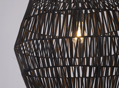 Chrome with Black Weaved Rope Shade Chandelier - LV LIGHTING