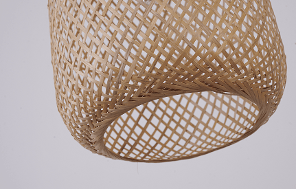 Gold Frame with Bamboo Wood Weaved Basket Pendant - LV LIGHTING