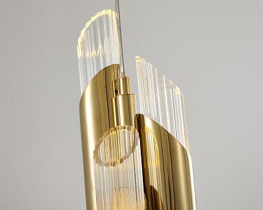 Steel Frame with Clear Ribbed Cylindrical Glass Pendant by Bethel - view 4