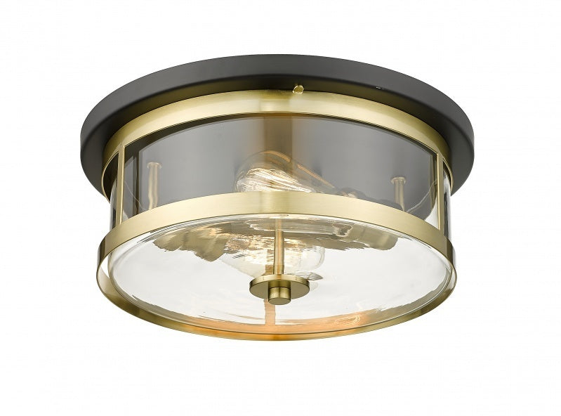 Steel Round Frame with Clear Glass Shade Flush Mount