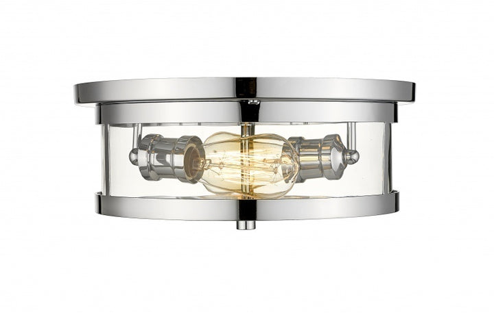 Steel Round Frame with Clear Glass Shade Flush Mount