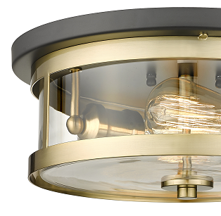 Steel Round Frame with Clear Glass Shade Flush Mount