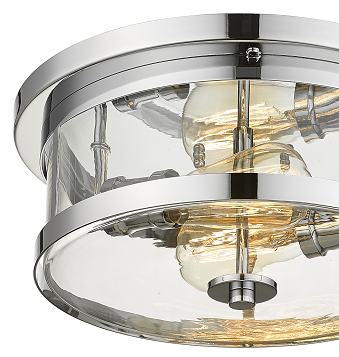 Steel Round Frame with Clear Glass Shade Flush Mount