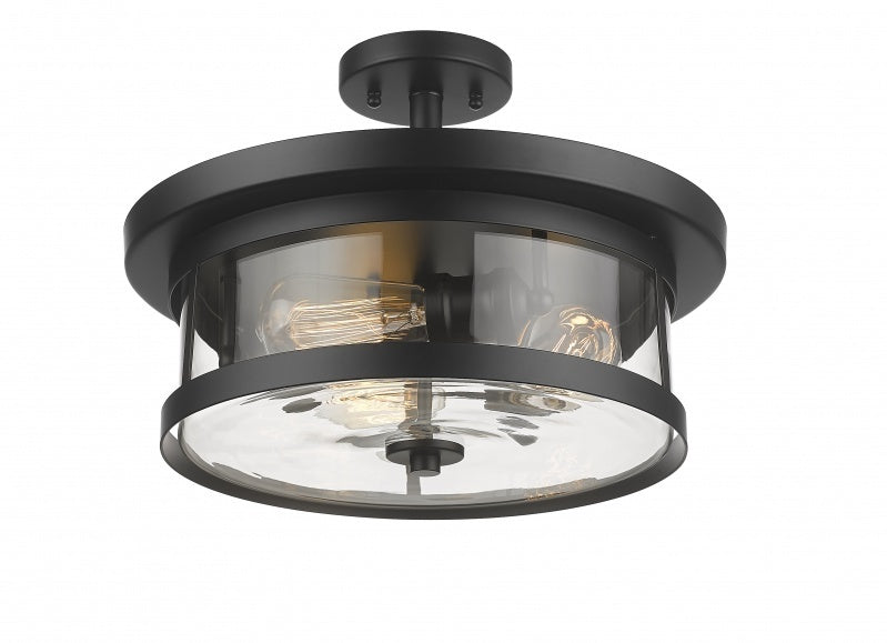 Steel Frame with Clear Glass Shade Semi Flush Mount in Black by Bethel