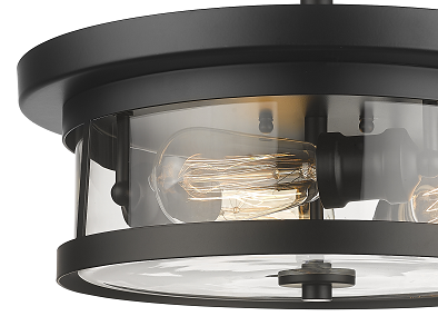 Steel Frame with Clear Glass Shade Semi Flush Mount by Bethel - view 6
