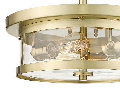 Steel Frame with Clear Glass Shade Semi Flush Mount by Bethel - view 8