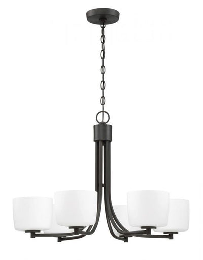 Steel Curve Arm with White Opal Glass Shade Chandelier
