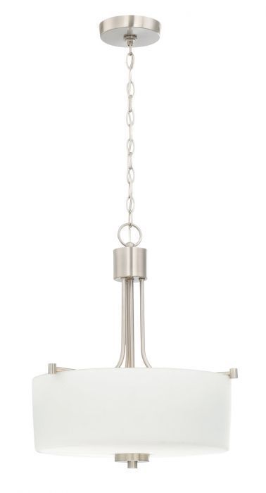 Steel Frame with White Opal Glass Shade Pendant / Flush Mount