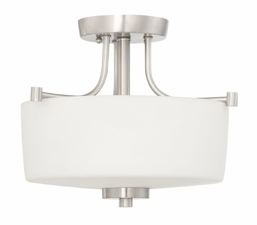 Steel Frame with White Opal Glass Shade Pendant / Flush Mount