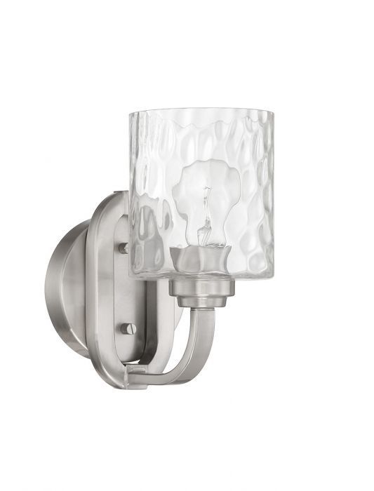 Steel Frame with Clear Hammered Glass Shade Wall Sconce