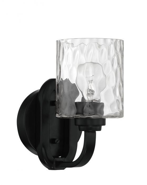 Steel Frame with Clear Hammered Glass Shade Wall Sconce