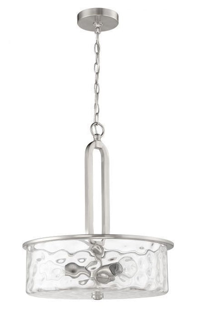 Steel Frame with Clear Hammered Glass Shade Pendant