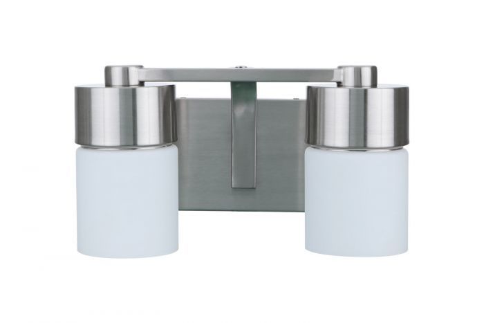 Steel Frame with Cylindrical White Opal Glass Shade Vanity Light