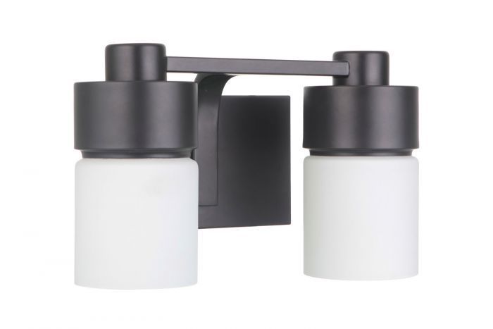 Steel Frame with Cylindrical White Opal Glass Shade Vanity Light