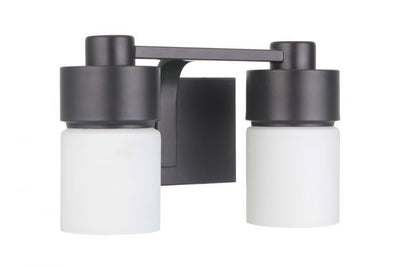 Steel Frame with Cylindrical White Opal Glass Shade Vanity Light