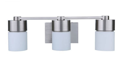 Steel Frame with Cylindrical White Opal Glass Shade Vanity Light