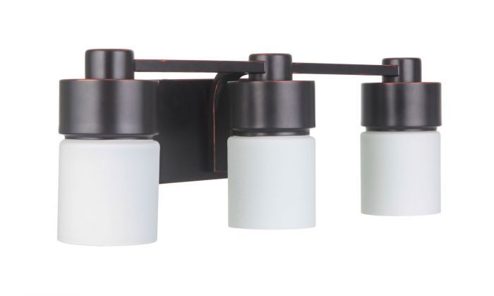 Steel Frame with Cylindrical White Opal Glass Shade Vanity Light