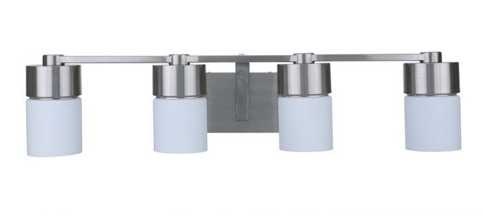 Steel Frame with Cylindrical White Opal Glass Shade Vanity Light