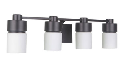 Steel Frame with Cylindrical White Opal Glass Shade Vanity Light