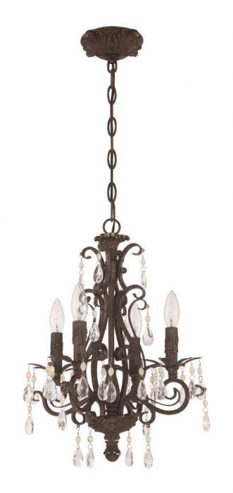 French Roast Curve Arms with Clear Crystal Drop and Strand Pendant