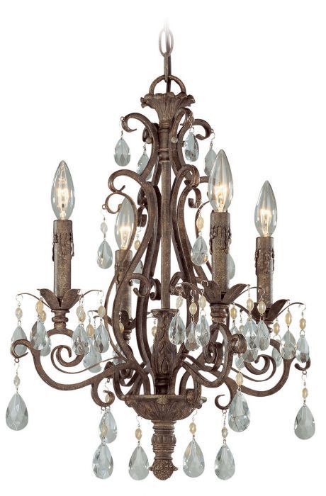 French Roast Curve Arms with Clear Crystal Drop and Strand Pendant
