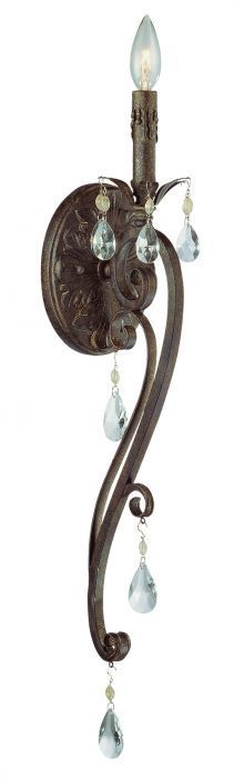 French Roast Curve Arms with Clear Crystal Drop Wall Sconce by Craftmade