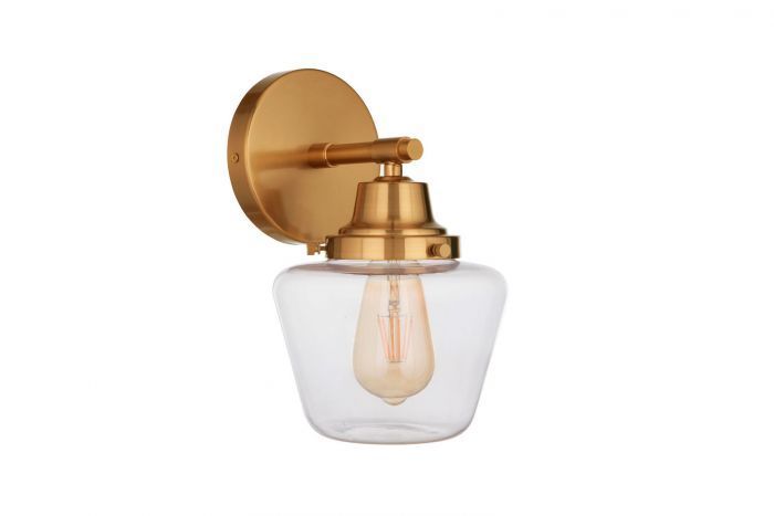 Steel Frame with Clear Glass Shade Wall Sconce