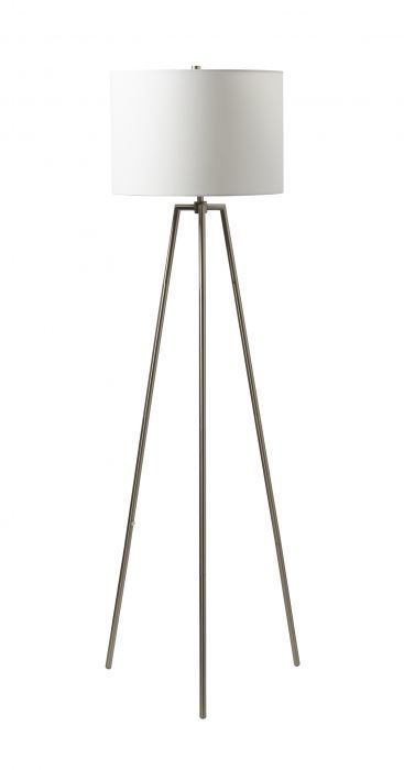 Brushed Polished Nickel with Fabric Drum Shade Tripod Floor Lamp by Craftmade