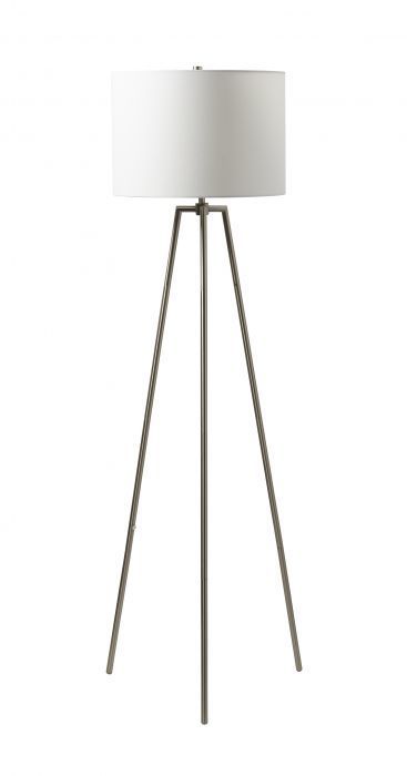 Brushed Polished Nickel with Fabric Drum Shade Tripod Floor Lamp
