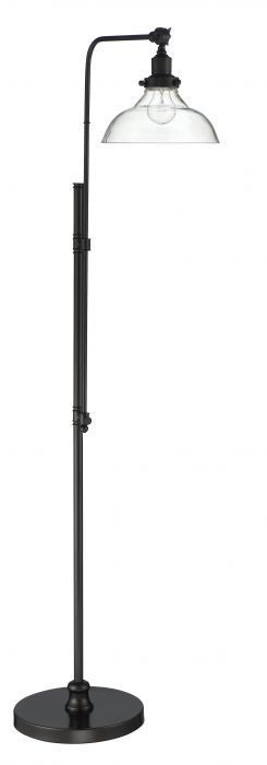 Flat Black Arch Arm with Clear Glass Shade Floor Lamp by Craftmade