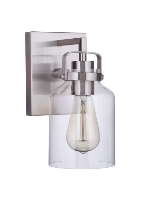 Steel Frame with Clear Glass Shade Wall Sconce