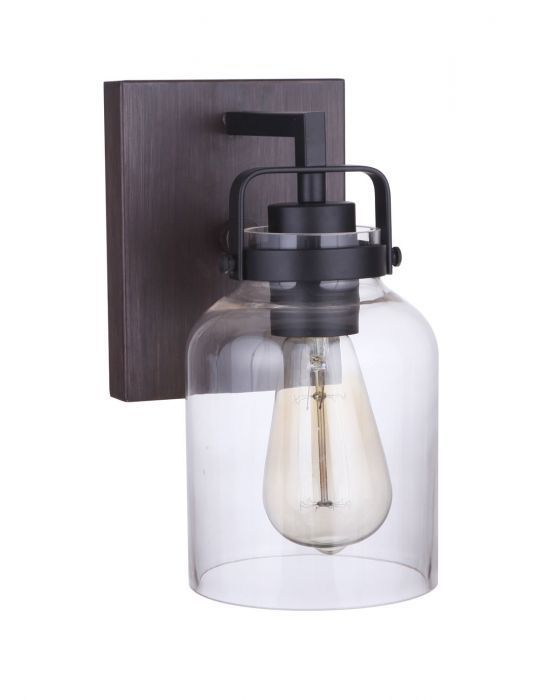 Steel Frame with Clear Glass Shade Wall Sconce