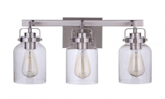 Steel Frame with Clear Glass Shade Vanity Light