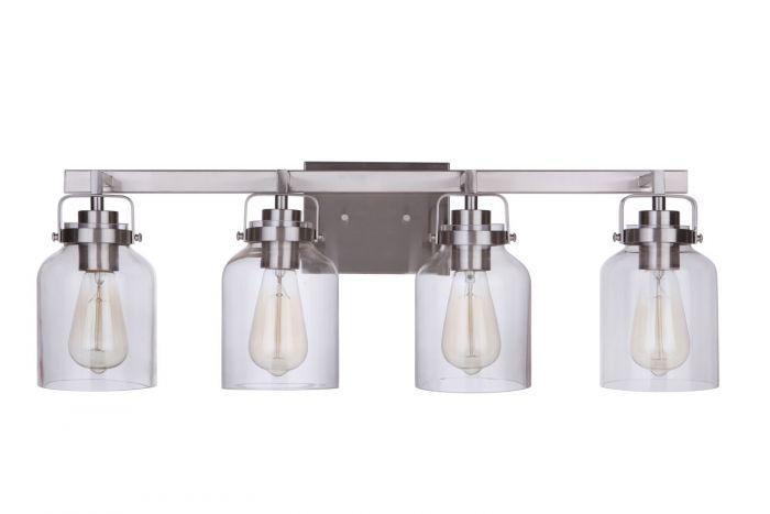 Steel Frame with Clear Glass Shade Vanity Light
