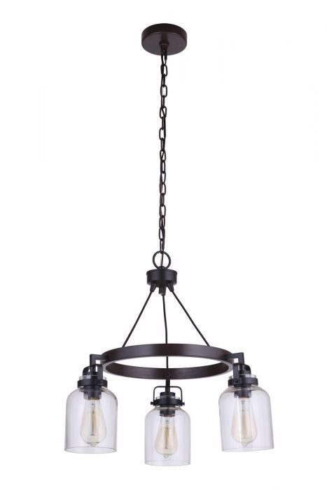 Steel Ring Frame with Clear Glass Shade Chandelier