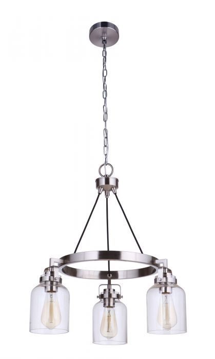 Steel Ring Frame with Clear Glass Shade Chandelier