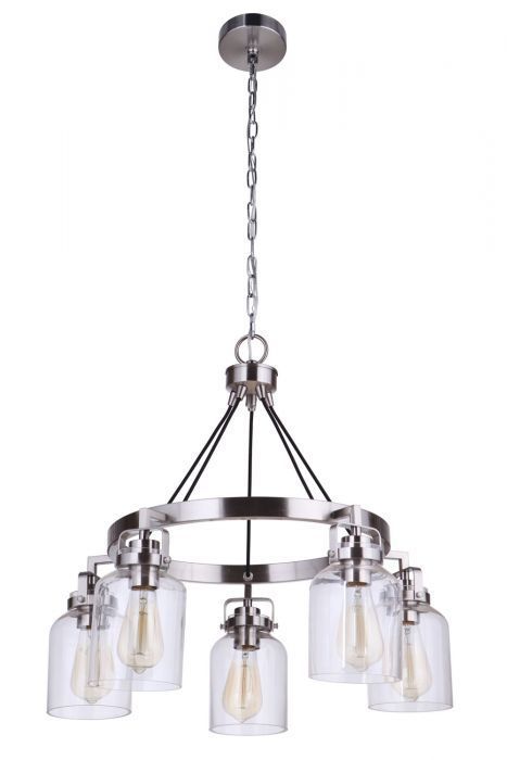 Steel Ring Frame with Clear Glass Shade Chandelier