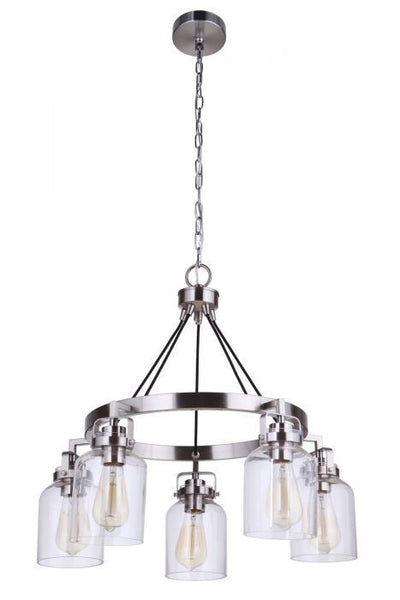 Steel Ring Frame with Clear Glass Shade Chandelier