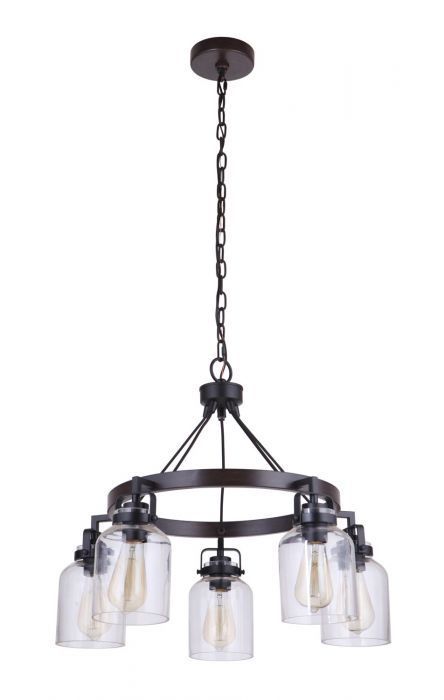 Steel Ring Frame with Clear Glass Shade Chandelier
