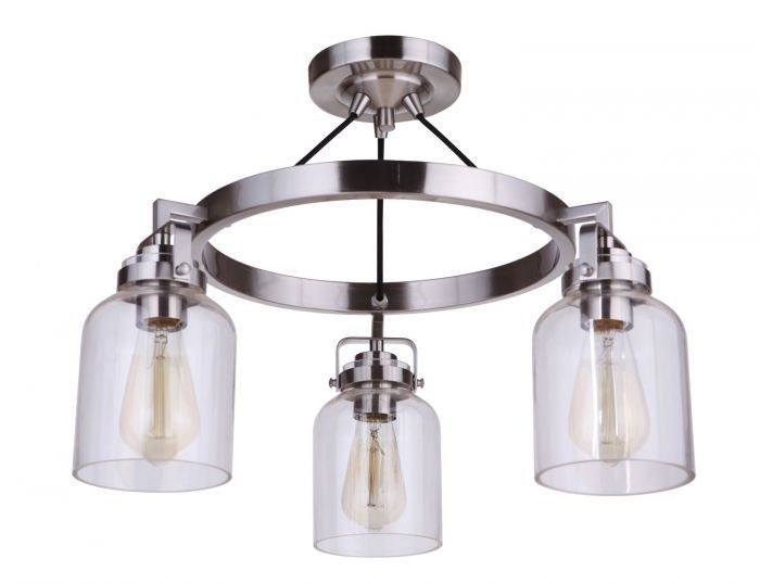 Steel Ring Frame with Clear Glass Shade Semi Flush Mount