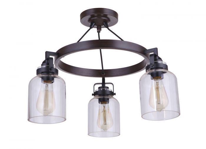 Steel Ring Frame with Clear Glass Shade Semi Flush Mount