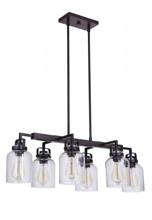 Steel Frame with Clear Glass Shade Linear Chandelier