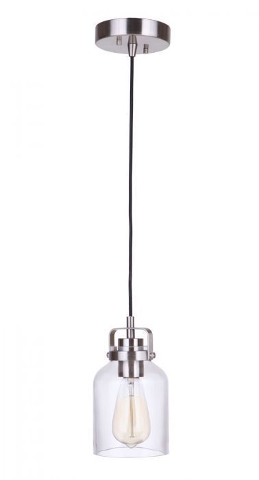Steel Frame with Clear Glass Shade Single Pendant