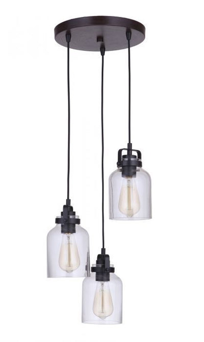 Steel Frame with Clear Glass Shade Multiple Pendant