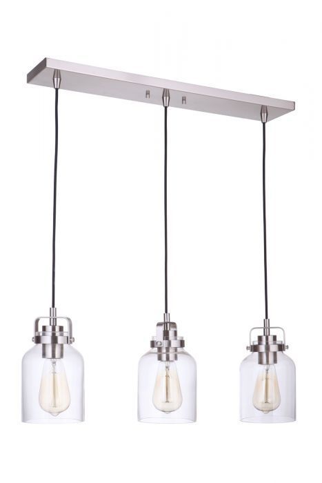 Steel Frame with Clear Glass Shade Linear Pendant